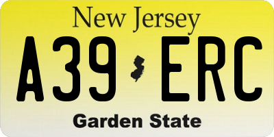 NJ license plate A39ERC