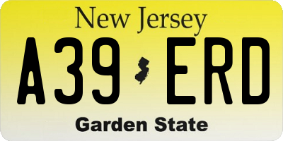 NJ license plate A39ERD