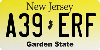 NJ license plate A39ERF