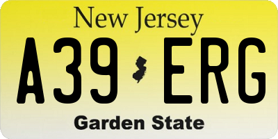 NJ license plate A39ERG