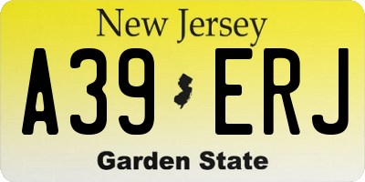 NJ license plate A39ERJ