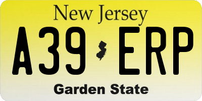NJ license plate A39ERP