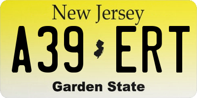 NJ license plate A39ERT