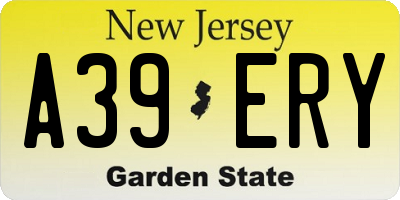 NJ license plate A39ERY