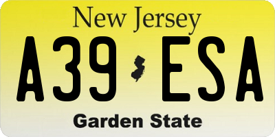 NJ license plate A39ESA