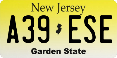 NJ license plate A39ESE