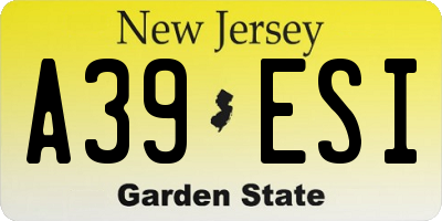 NJ license plate A39ESI