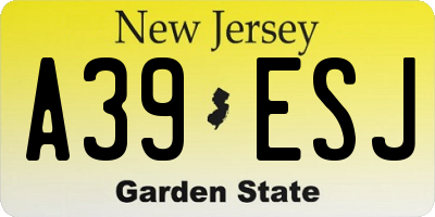 NJ license plate A39ESJ