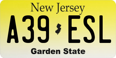 NJ license plate A39ESL