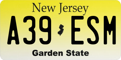 NJ license plate A39ESM