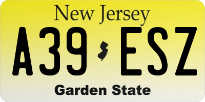NJ license plate A39ESZ