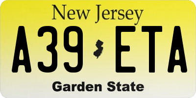 NJ license plate A39ETA