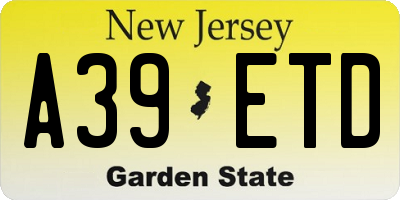 NJ license plate A39ETD
