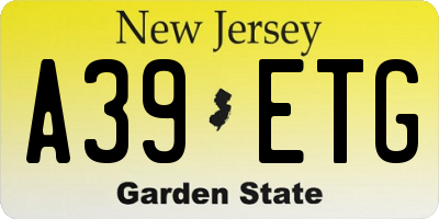 NJ license plate A39ETG