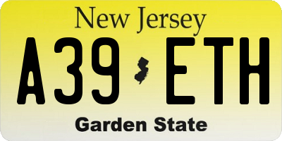NJ license plate A39ETH