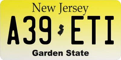 NJ license plate A39ETI