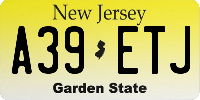 NJ license plate A39ETJ