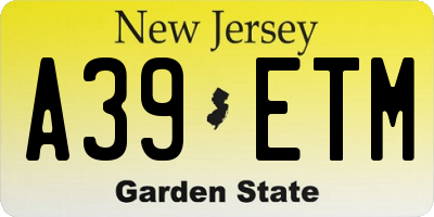 NJ license plate A39ETM