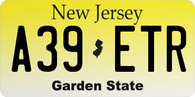 NJ license plate A39ETR