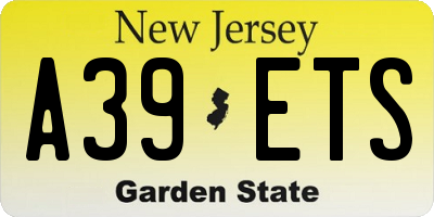 NJ license plate A39ETS