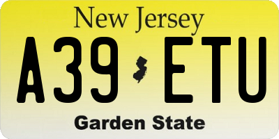 NJ license plate A39ETU