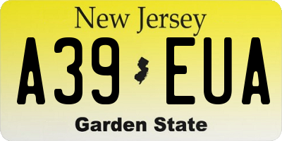 NJ license plate A39EUA