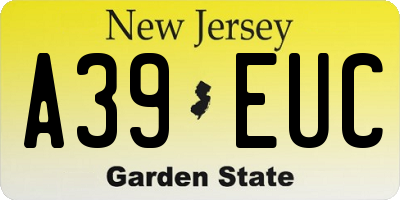 NJ license plate A39EUC