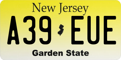 NJ license plate A39EUE