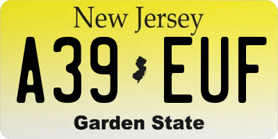 NJ license plate A39EUF