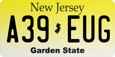 NJ license plate A39EUG