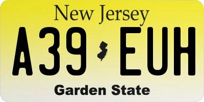 NJ license plate A39EUH