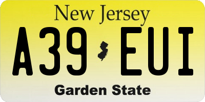 NJ license plate A39EUI