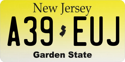 NJ license plate A39EUJ