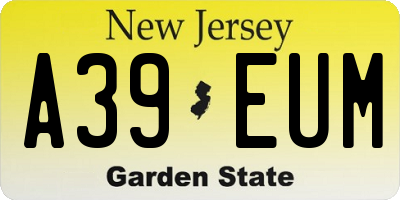 NJ license plate A39EUM