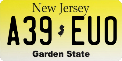 NJ license plate A39EUO