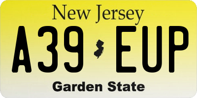 NJ license plate A39EUP