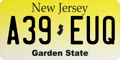 NJ license plate A39EUQ