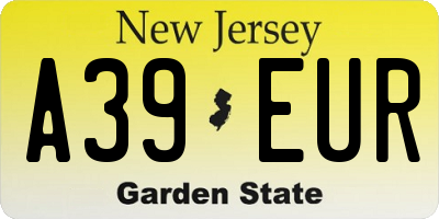 NJ license plate A39EUR