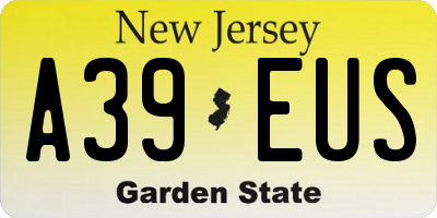NJ license plate A39EUS
