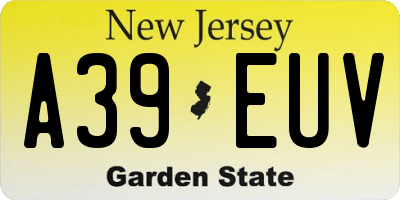 NJ license plate A39EUV