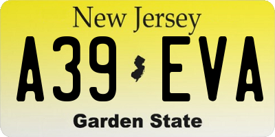 NJ license plate A39EVA