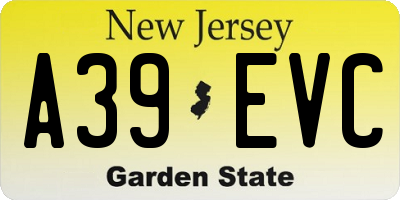 NJ license plate A39EVC