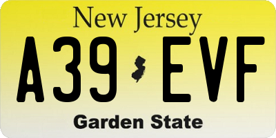 NJ license plate A39EVF