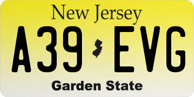 NJ license plate A39EVG