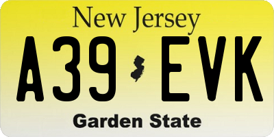 NJ license plate A39EVK