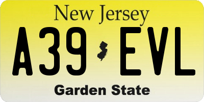NJ license plate A39EVL