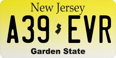 NJ license plate A39EVR