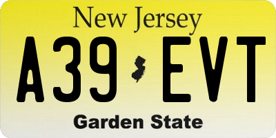 NJ license plate A39EVT