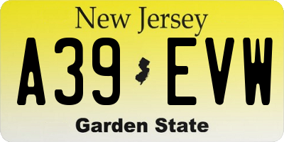 NJ license plate A39EVW