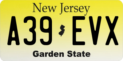 NJ license plate A39EVX
